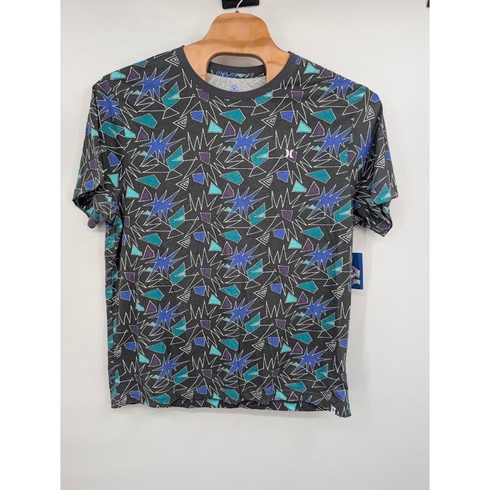 Hurley 90s Retro Geometric Graphic T-Shirt Black NWT Men's XXL Short Sleeve‎